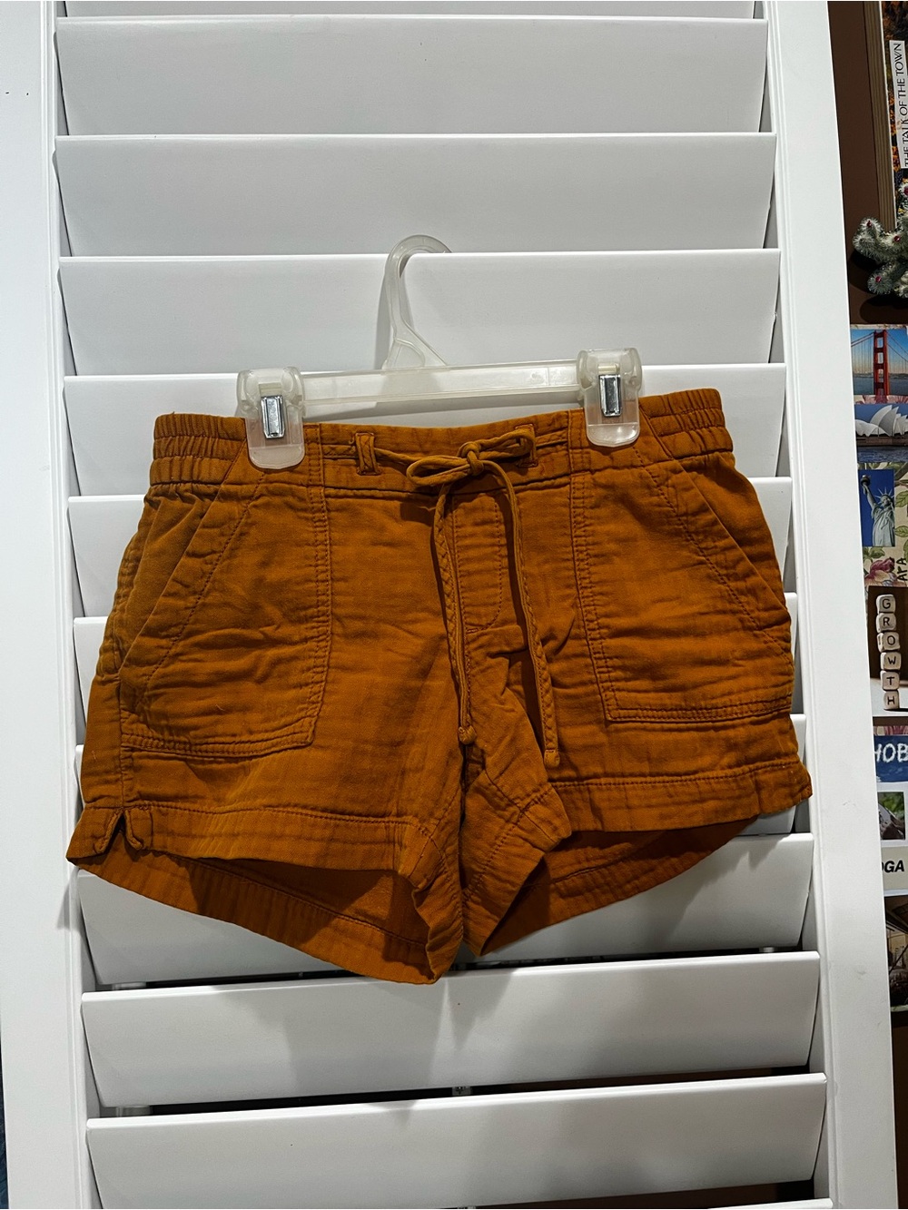 Old Navy Women’s High Waist Drawstring Shorts in Rust Orange